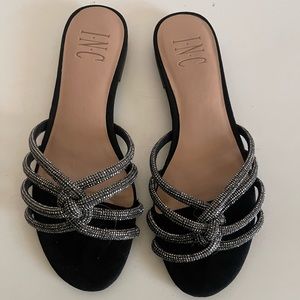 Inc international concepts slide bling rhinestone sandals 5.5 new